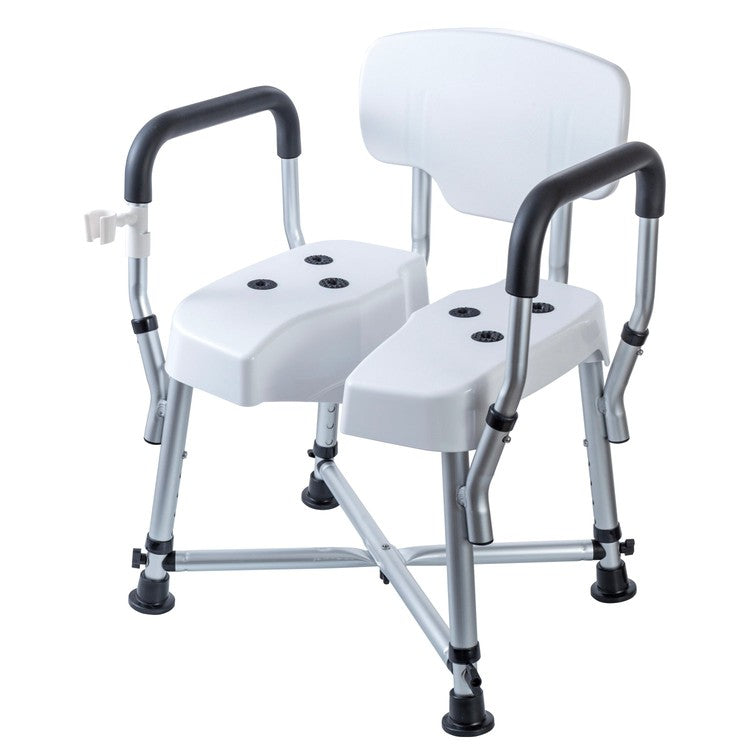 Mygiftss Professional Grade Adjustable Hygienic Bathroom Shower and Tub Chair with Cutout Cushion, Seat Back, and Padded Assist Grip Arm Rests, Safety Bathing Aid with Showerhead Holder, 400 LB Capacity-MyGift