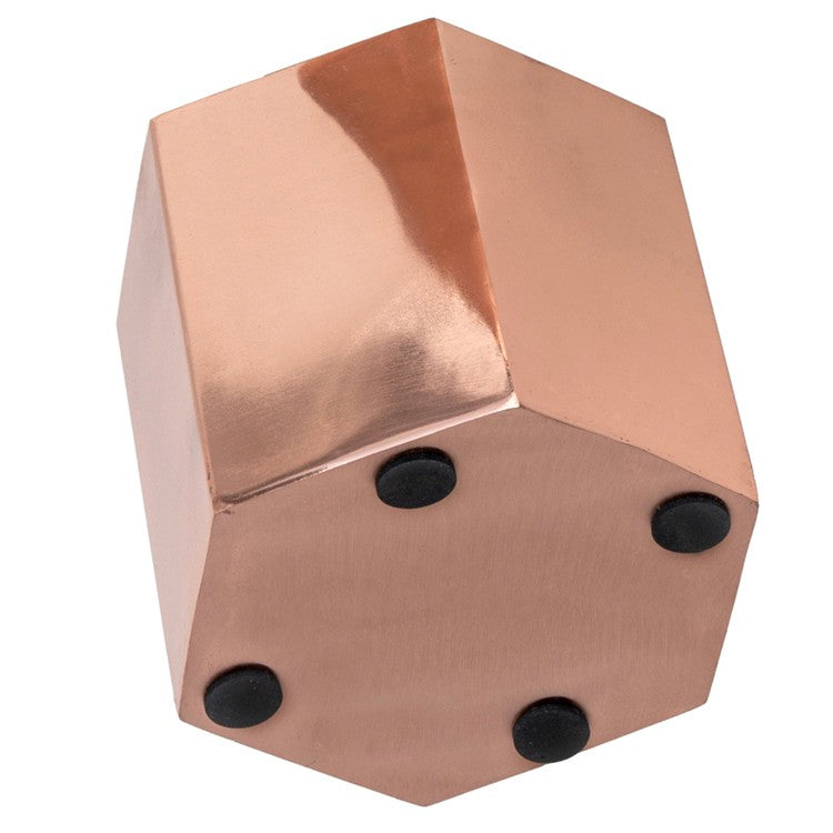 Handcrafted Metallic Shiny Copper Tone Metal Indoor Plant Vase Pot with Hexagon Shape, Handmade in India-MyGift