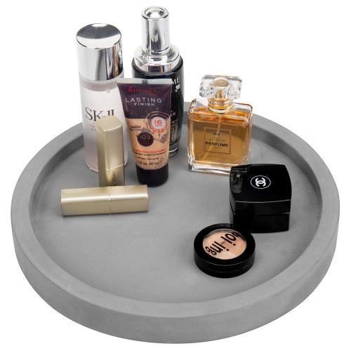 11-inch Classic Cement Gray Round Vanity Tray - Mygiftss