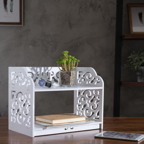 White Cutout Scrollwork Design Desktop Bookshelf - Mygiftss