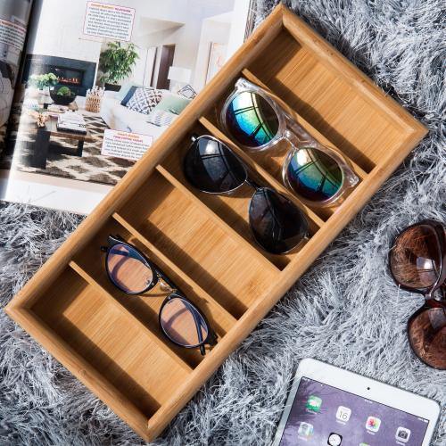 Modern Bamboo 6-Slot Sunglasses Display Tray - Mygiftss