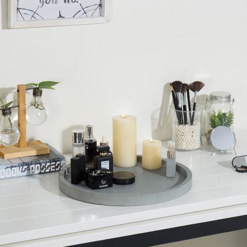 16-Inch Concrete Grey Round Vanity Tray - Mygiftss