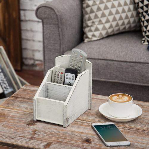 Vintage White Wood Remote Control Organizer - Mygiftss