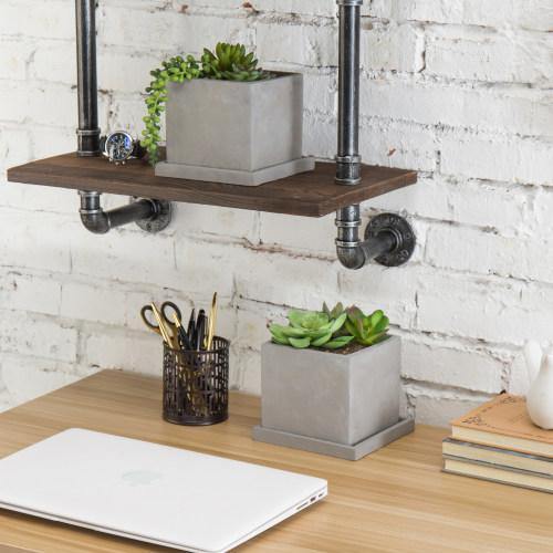 Gray Clay Cube Planters with Removable Trays, Set of 2 - Mygiftss