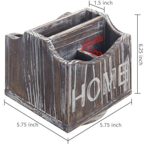 360-Degree Rotating Torched Wood Remote Control Holder Caddy - Mygiftss