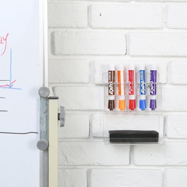 5 Slot Clear Acrylic Wall Mounted Dry Erase Marker and Eraser Holder, Set of 2 - Mygiftss Enterprise LLC