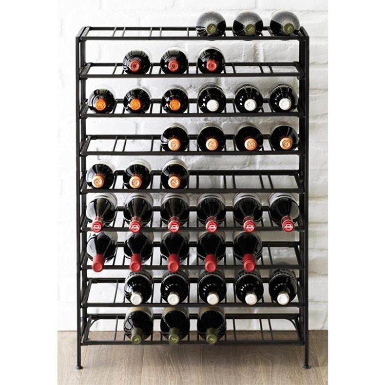 54 Bottle Connoisseurs Deluxe Large Foldable Black Metal Wine Rack - Mygiftss Enterprise LLC