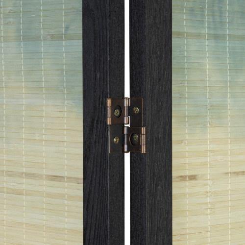 6-Panel Bamboo Room Divider with Asian Calligraphy Artwork - Mygiftss