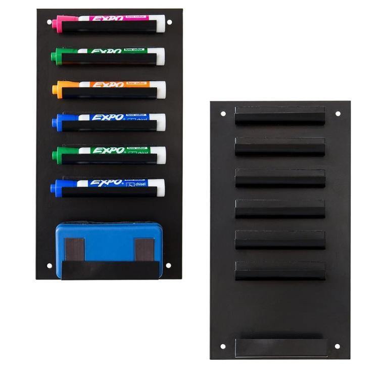 Metal Dry Erase Marker and Eraser Holder, Black (Set of 2) - Mygiftss