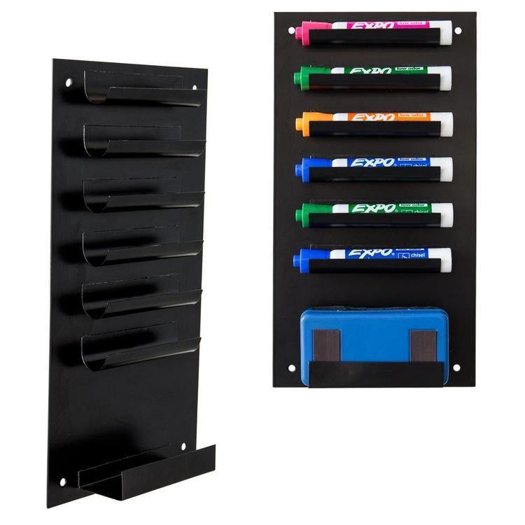 Metal Dry Erase Marker and Eraser Holder, Black (Set of 2) - Mygiftss
