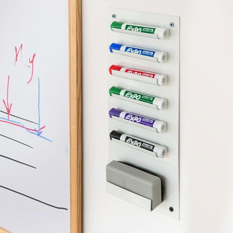 6-Slot Wall Mounted Metal Dry Erase Marker and Eraser Holder, White - Mygiftss Enterprise LLC