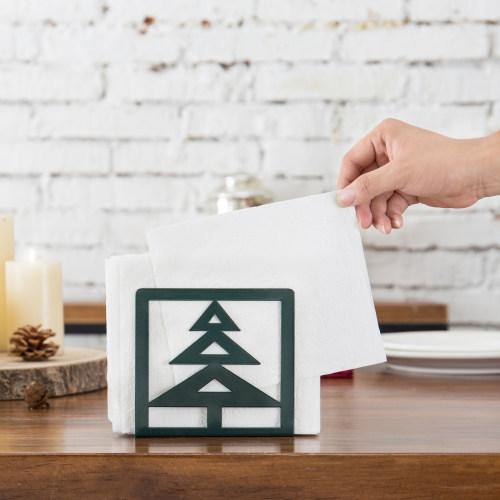 Christmas Tree-Design Metal Napkin Holder, Green - Mygiftss