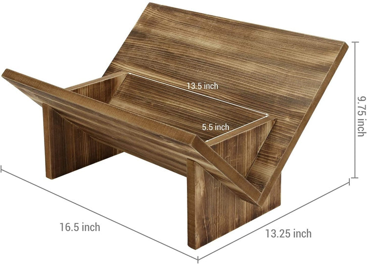 Rustic Burnt Wood Tilted Desktop Bookshelf-MyGift