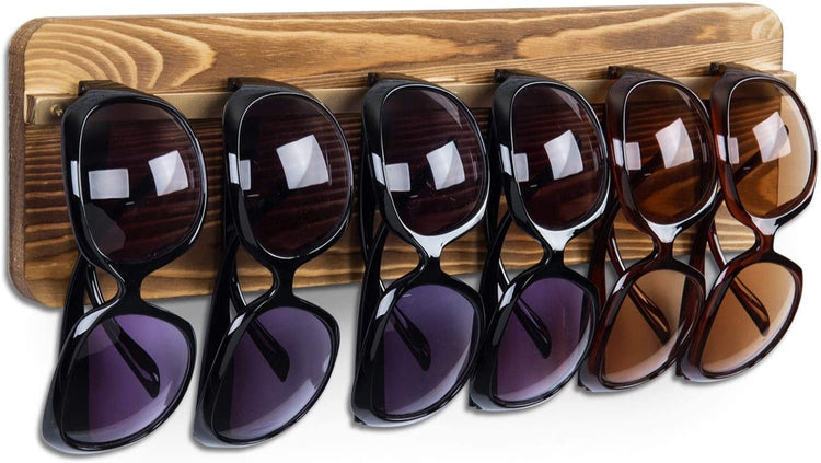Rustic Burnt Wood Sunglasses Display Rack, Eyewear Organizer Holder-MyGift