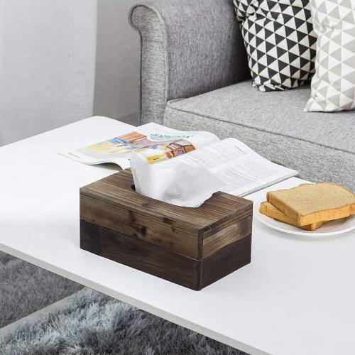 Rustic Dark Torched Wood Tissue Box Cover - Mygiftss