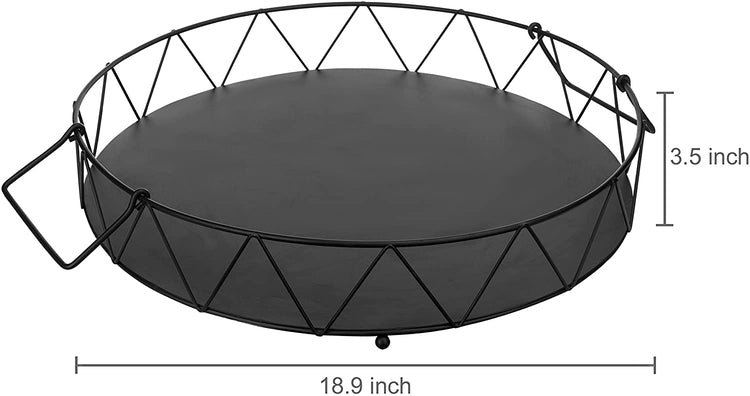 Geometric Metal Wire Round Serving Tray with Handles-MyGift
