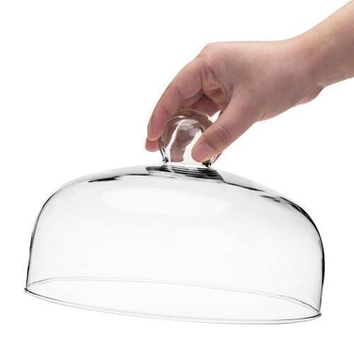 9-Inch Clear Glass Cloche Cake Cover with Knob Handle - Mygiftss