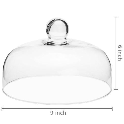 9-Inch Clear Glass Cloche Cake Cover with Knob Handle - Mygiftss