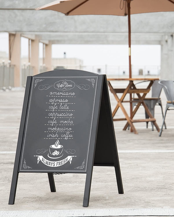 Black Metal Large A-Frame Erasable Chalkboard Signage, Restaurant Menu Board, Wedding Sign-MyGift