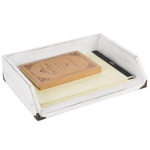 Vintage White Wood Stackable Document Tray - Mygiftss