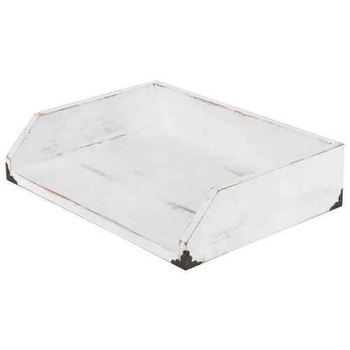 Vintage White Wood Stackable Document Tray - Mygiftss