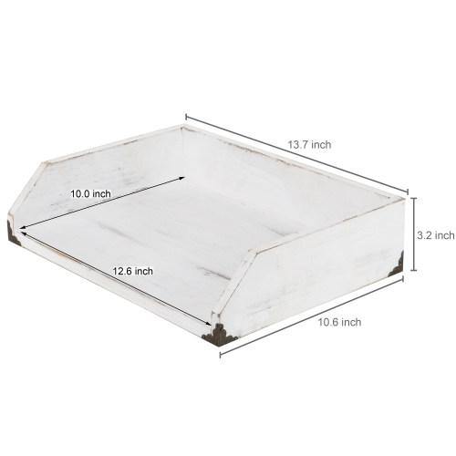 Vintage White Wood Stackable Document Tray - Mygiftss