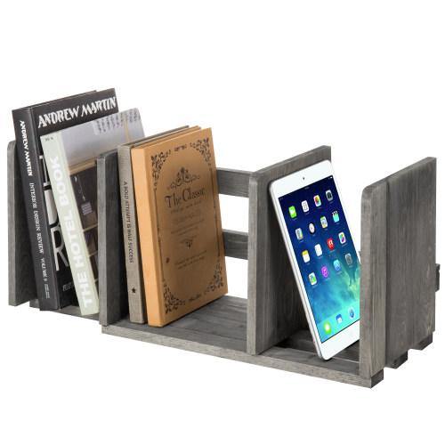Gray Expandable Wood Desktop Bookshelf - Mygiftss