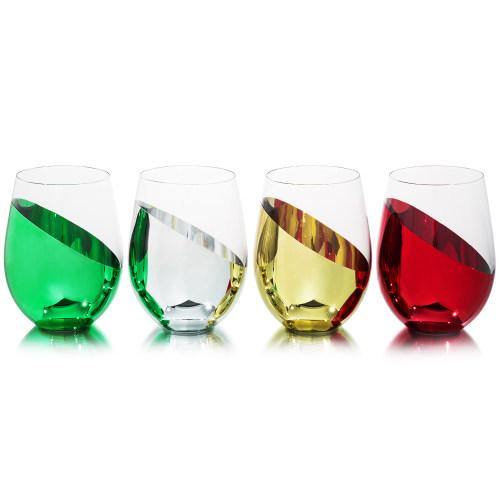 Multicolored Stemless Wine Glasses, Set of 4 - Mygiftss