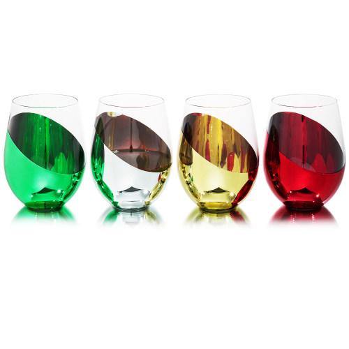 Multicolored Stemless Wine Glasses, Set of 4 - Mygiftss