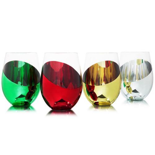 Multicolored Stemless Wine Glasses, Set of 4 - Mygiftss