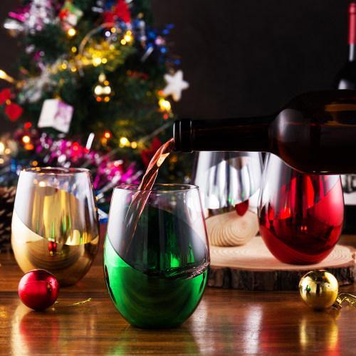 Multicolored Stemless Wine Glasses, Set of 4 - Mygiftss
