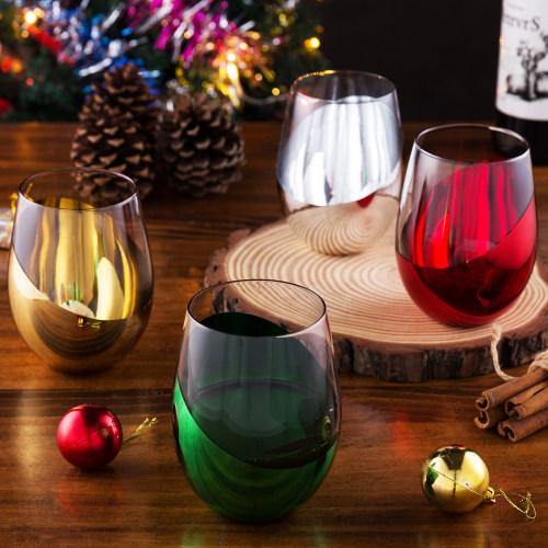 Multicolored Stemless Wine Glasses, Set of 4 - Mygiftss
