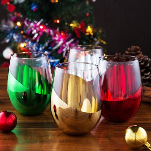 Multicolored Stemless Wine Glasses, Set of 4 - Mygiftss