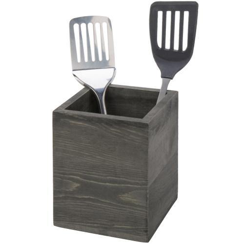 Gray Wood Kitchen Utensil Holder - Mygiftss