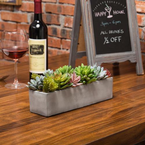 Faux Succulent Plants in Gray Cement Pot - Mygiftss