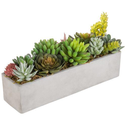 Faux Succulent Plants in Gray Cement Pot - Mygiftss