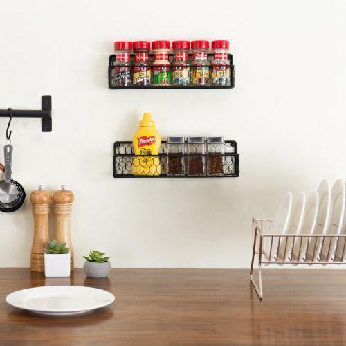 Black Chicken Wire Spice Rack, Set of 2 - Mygiftss