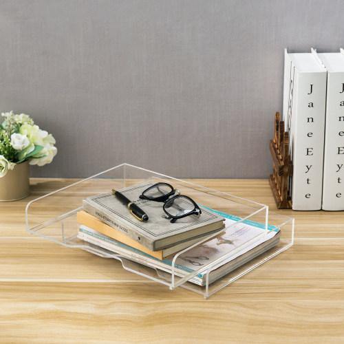 Clear Acrylic Stacking Desktop Document Trays, Set of 2 - Mygiftss