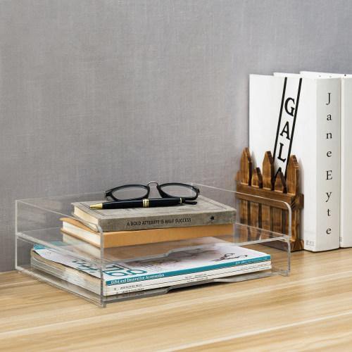 Clear Acrylic Stacking Desktop Document Trays, Set of 2 - Mygiftss