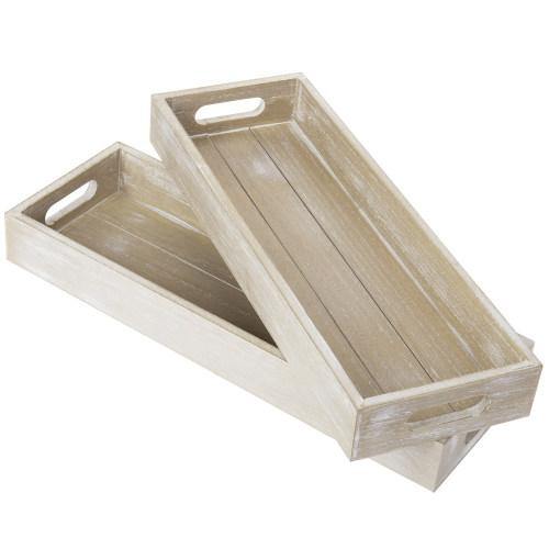 Wood Serving Trays with Handles, 16-Inch, Set of 2 - Mygiftss