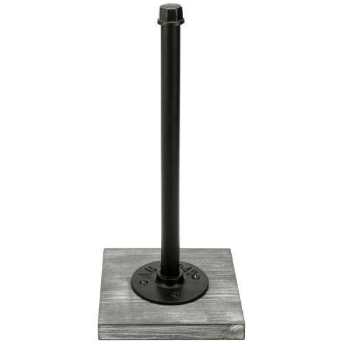 Paper Towel Roll Holder with Rustic Gray Wood Base and Industrial Pipe Design - Mygiftss
