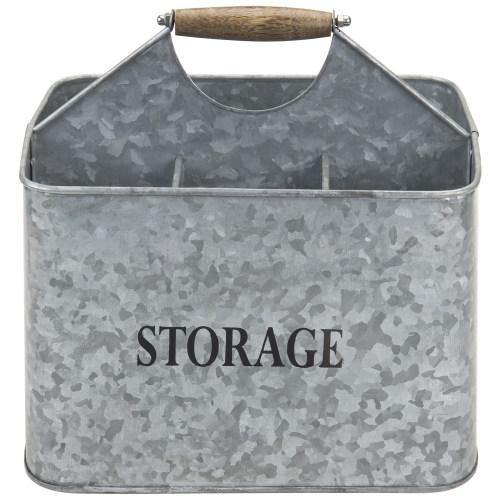 Rustic Galvanized Silver Metal Kitchen Organizer Caddy - Mygiftss