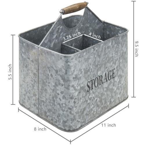 Rustic Galvanized Silver Metal Kitchen Organizer Caddy - Mygiftss