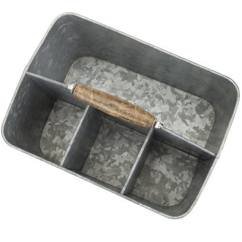 Rustic Galvanized Silver Metal Kitchen Organizer Caddy - Mygiftss