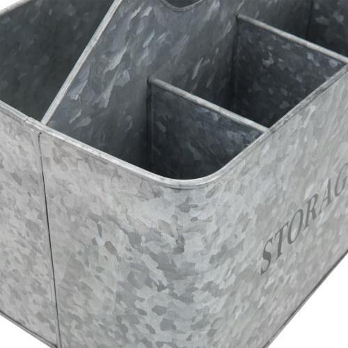 Rustic Galvanized Silver Metal Kitchen Organizer Caddy - Mygiftss