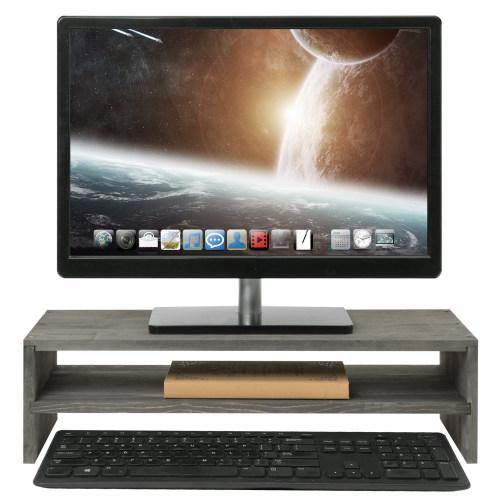 Rustic Barnwood Gray Wood Computer Monitor Stand - Mygiftss