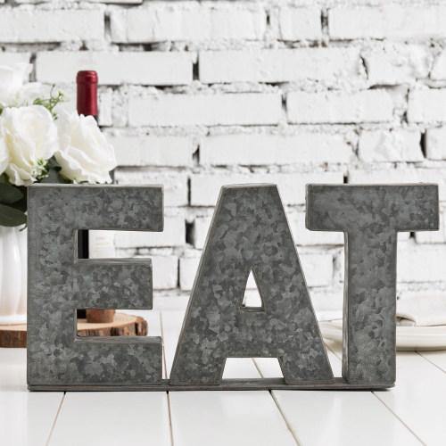 Galvanized Silver Metal Cutout Letters Sign EAT - Mygiftss