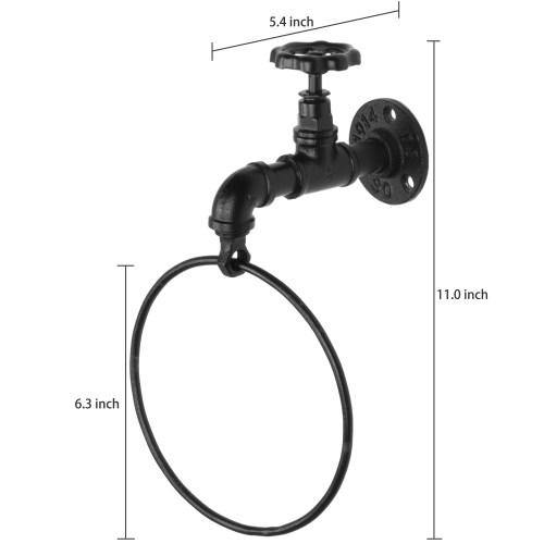 Faucet Design Black Metal Towel Ring - Mygiftss