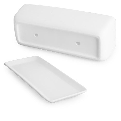 White Unglazed Rectangular Ceramic Planter-MyGift