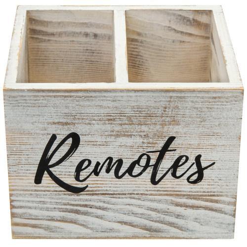 Shabby Whitewashed Wood Remote Control Organizer - Mygiftss